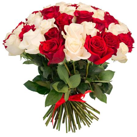 75 роз красных и белых (50 см)