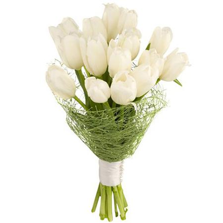 Букет из 15 белых тюльпанов «Спасибо»